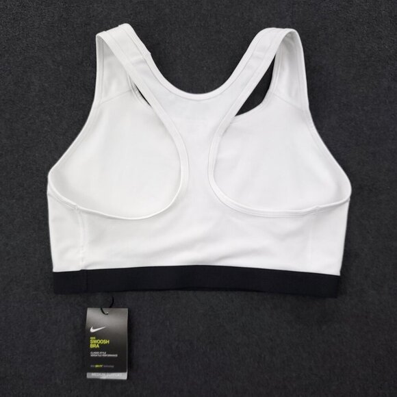 Nike Swoosh Sports Bra Medium Support Dri-Fit White Stretch Women's XL NWT - Picture 3 of 13